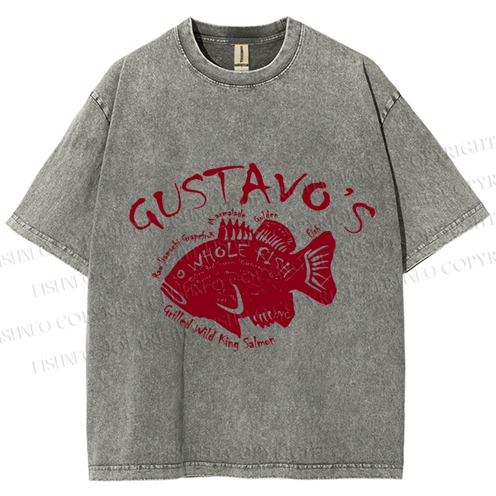 Unisex Gustavo’s Vintage Fish Printed Washed Tee