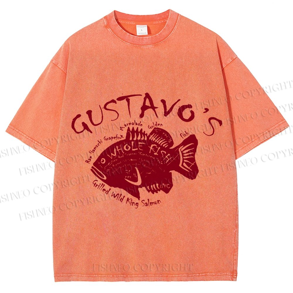 Unisex Gustavo’s Vintage Fish Printed Washed Tee