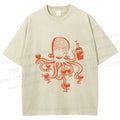 Unisex Funny Octopus Get Drunk Printed Washed Tee