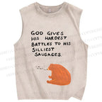 Unisex Funny So Silly Bear Printed Washed Tank Top