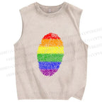 Unisex Pride Finger Print Printed Washed Tank Top