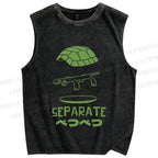 Unisex Separate Turtle Printed Washed Tank Top
