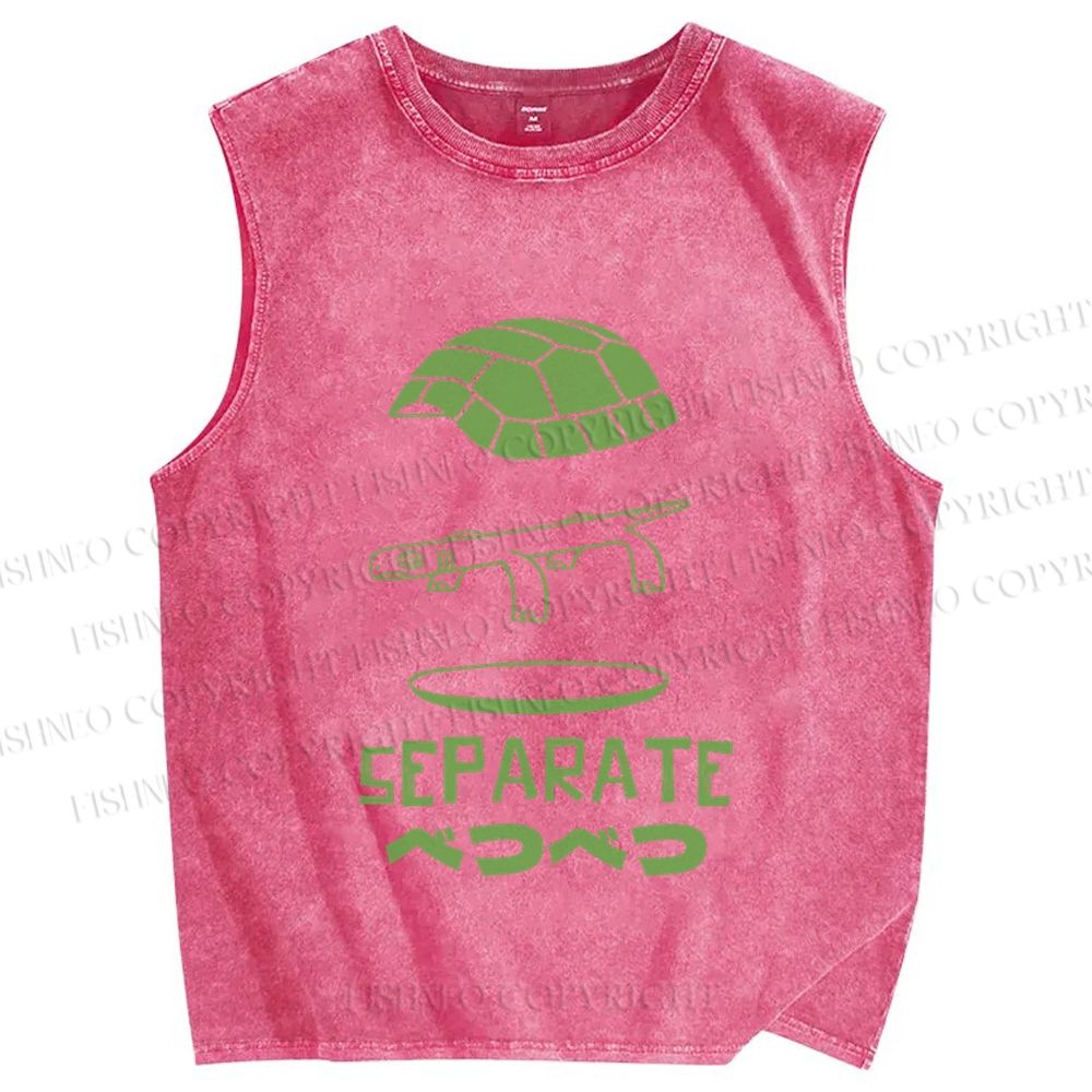 Unisex Separate Turtle Printed Washed Tank Top