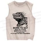 Unisex Born to eat  Printed Washed Tank Top