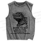 Unisex Born to eat  Printed Washed Tank Top