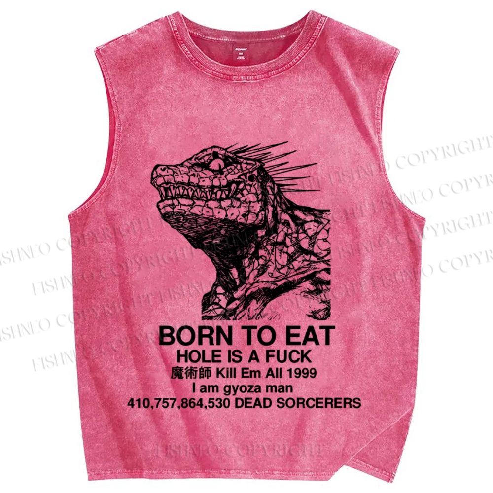 Unisex Born to eat  Printed Washed Tank Top