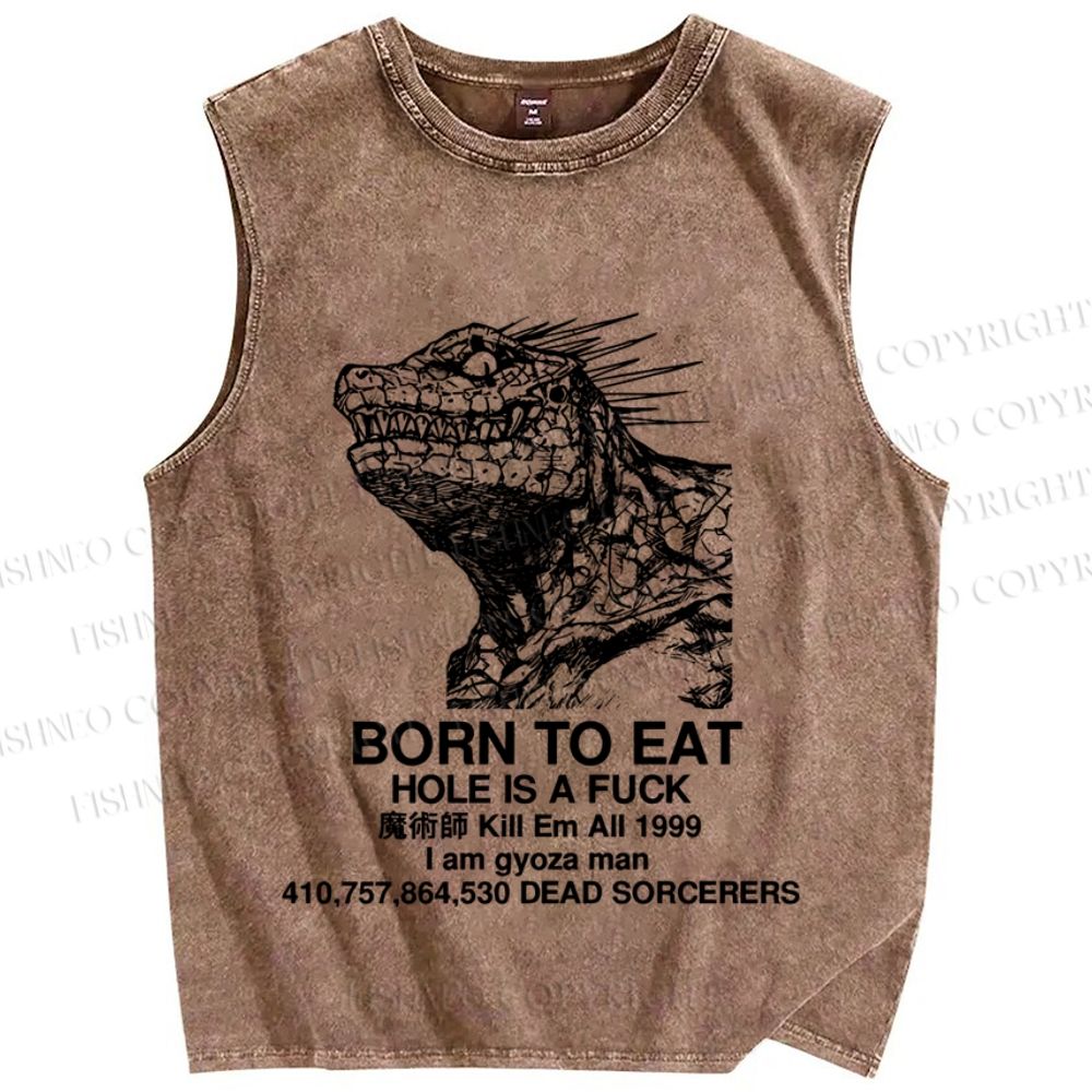 Unisex Born to eat  Printed Washed Tank Top