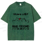 Unisex I have a bug friend Cat Printed Washed Tee