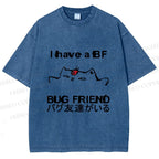 Unisex I have a bug friend Cat Printed Washed Tee