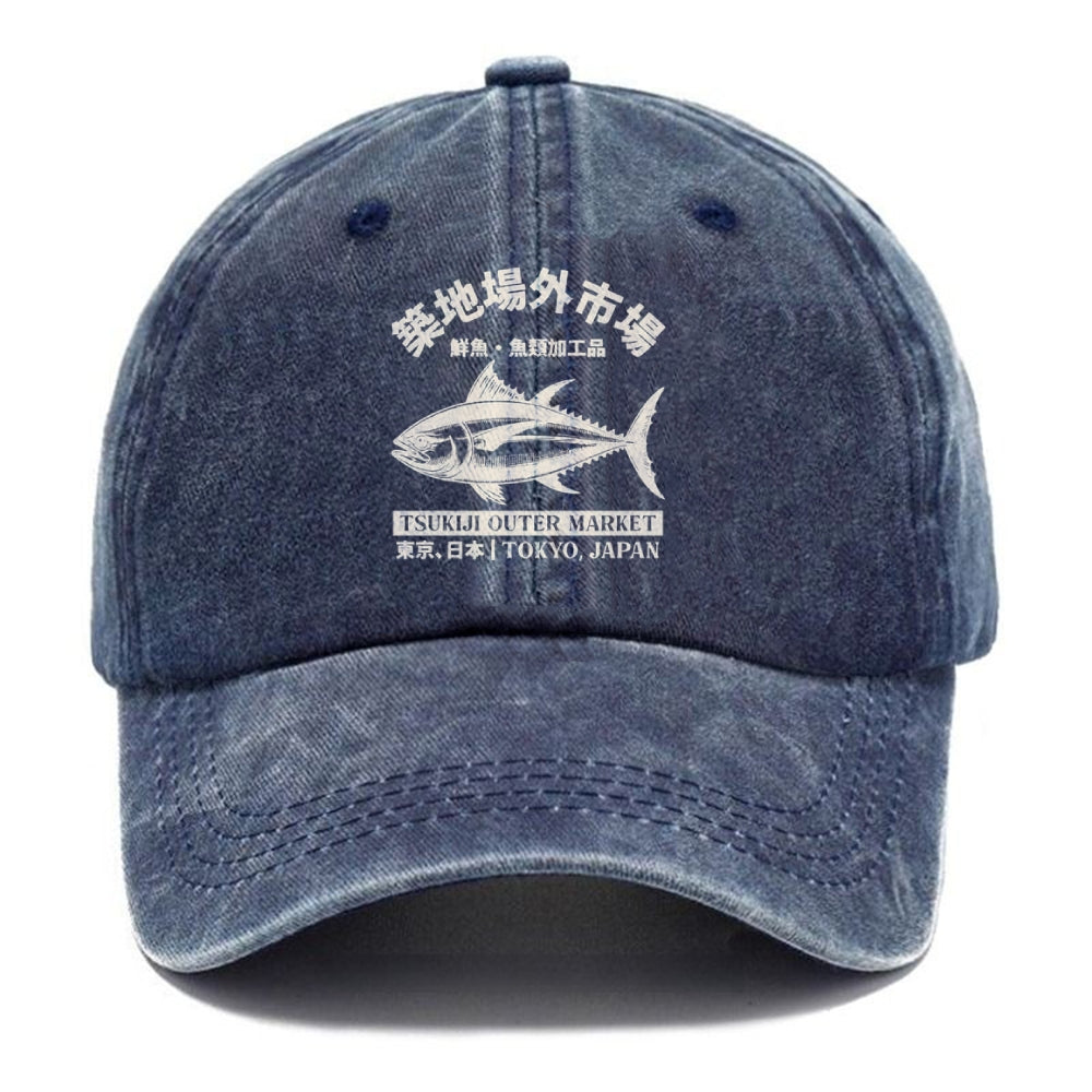 Japan Tsukiji Fish Market Washed Cap
