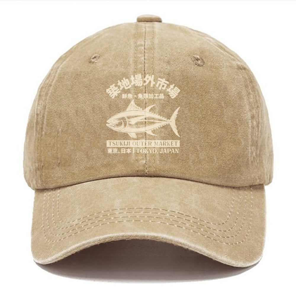 Japan Tsukiji Fish Market Washed Cap