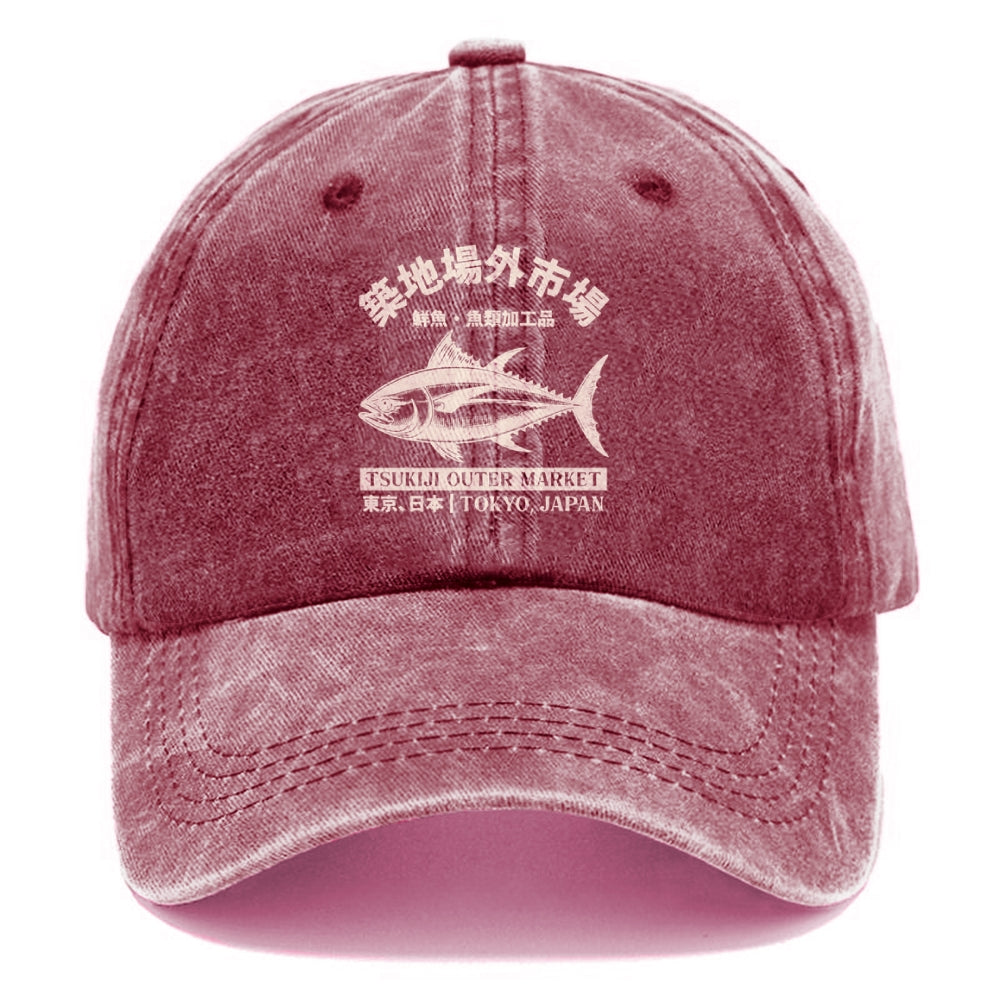 Japan Tsukiji Fish Market Washed Cap