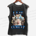 Unisex I Eat Cement Funny Cat Printed Washed Tank Top