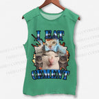 Unisex I Eat Cement Funny Cat Printed Washed Tank Top