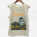 Unisex Japan Osaka Printed Washed Tank Top