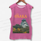 Unisex Japan Osaka Printed Washed Tank Top