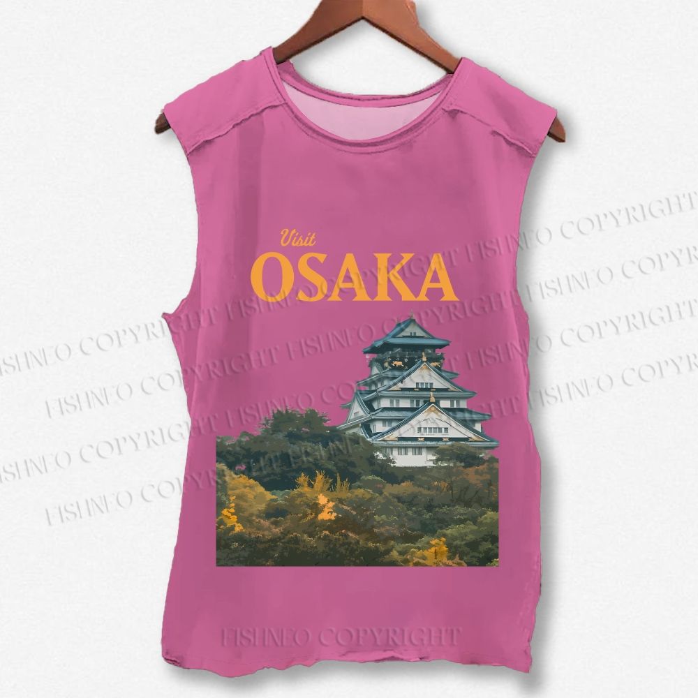 Unisex Japan Osaka Printed Washed Tank Top