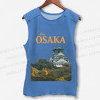 Unisex Japan Osaka Printed Washed Tank Top