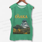 Unisex Japan Osaka Printed Washed Tank Top