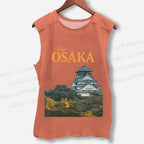 Unisex Japan Osaka Printed Washed Tank Top
