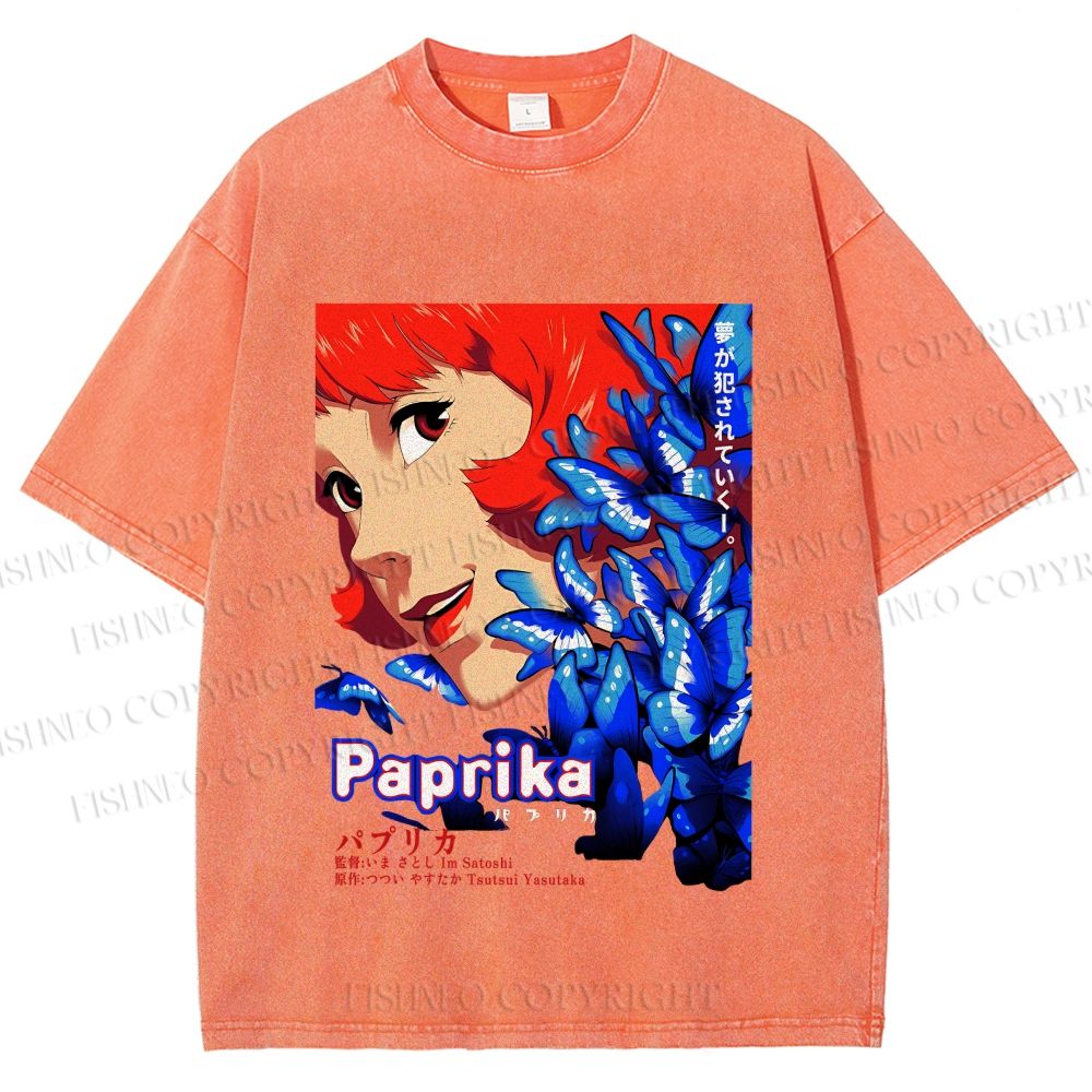 Unisex Paprika Printed Washed Tee