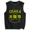 Unisex Japan Osaka Printed Washed Tank Top