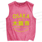 Unisex Japan Osaka Printed Washed Tank Top