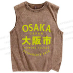 Unisex Japan Osaka Printed Washed Tank Top