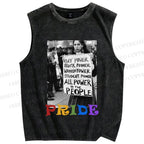 Unisex Pride Power Printed Washed Tank Top