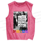 Unisex Pride Power Printed Washed Tank Top