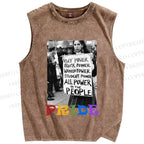 Unisex Pride Power Printed Washed Tank Top