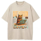 A Cat That Hates Working Washed T-Shirt