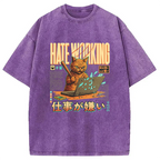 A Cat That Hates Working Washed T-Shirt