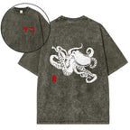 Octopus Vintage Wash Japanese Design Back Art T-Shirt