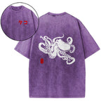 Octopus Vintage Wash Japanese Design Back Art T-Shirt