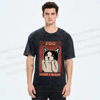 Unisex I Do What I Want Vintage Cat Printed Washed Tee