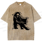 Unisex Artpiay Cat Printed Washed Tee