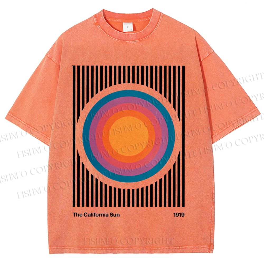 Unisex Vintage Graffiti The California Sun Printed Washed Tee