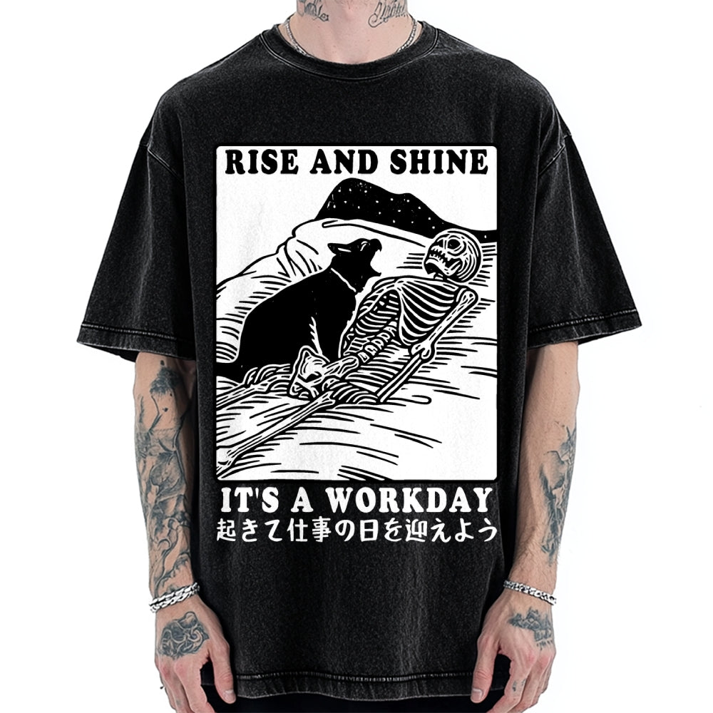 Rise And Shine It's A Workday Vintage Washed T-shirt