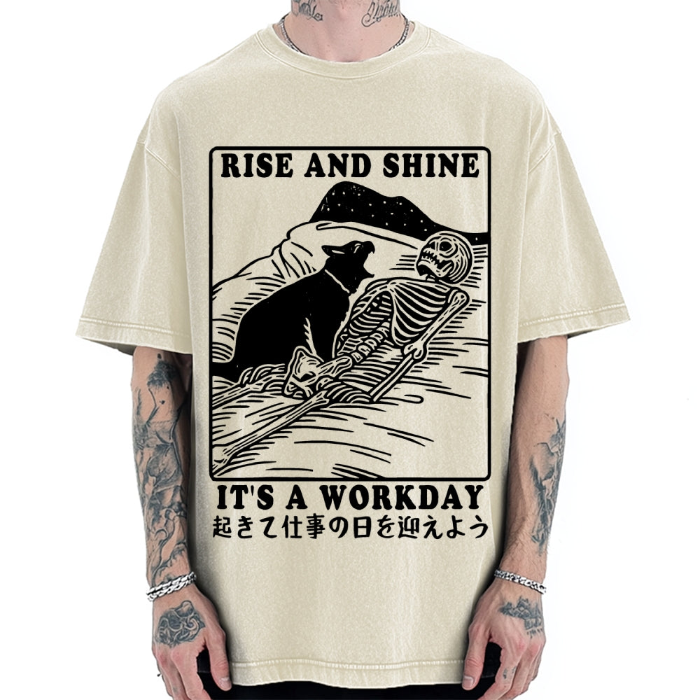 Rise And Shine It's A Workday Vintage Washed T-shirt