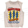 Unisex Troppo Mare Sardine Fish Printed Washed Tank Top