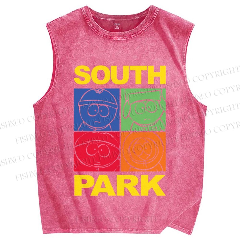 Unisex South Park Printed Washed Tank Top