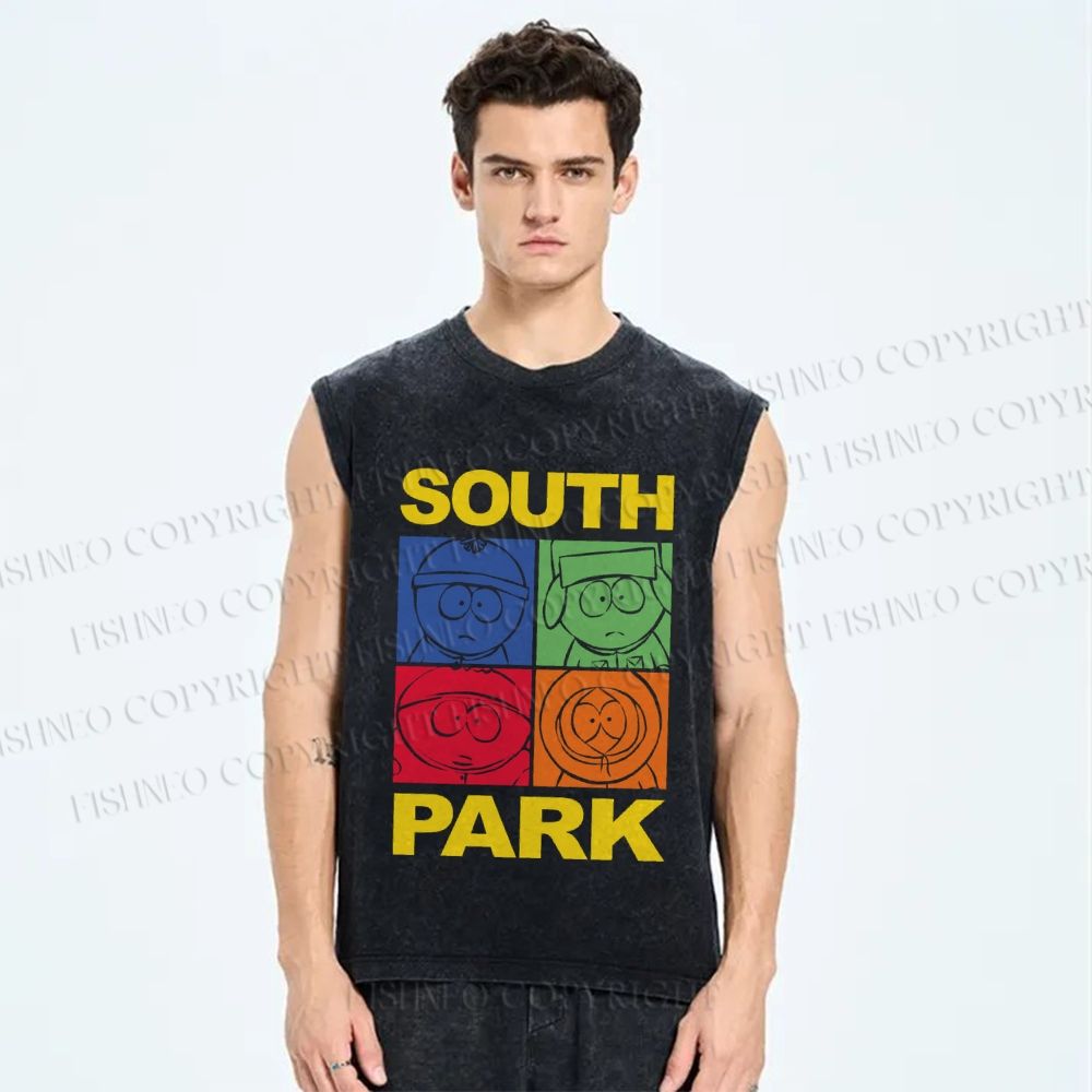 Unisex South Park Printed Washed Tank Top