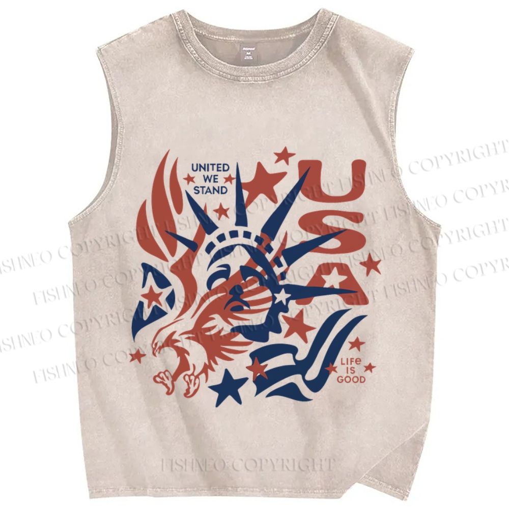 Unisex The United We Stand Independence Day Printed Washed Tank Top
