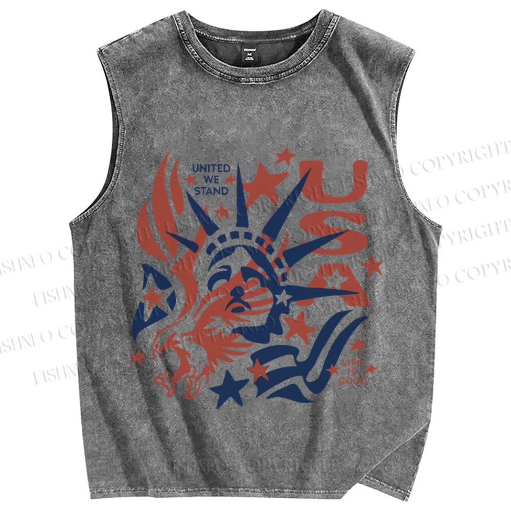 Unisex The United We Stand Independence Day Printed Washed Tank Top