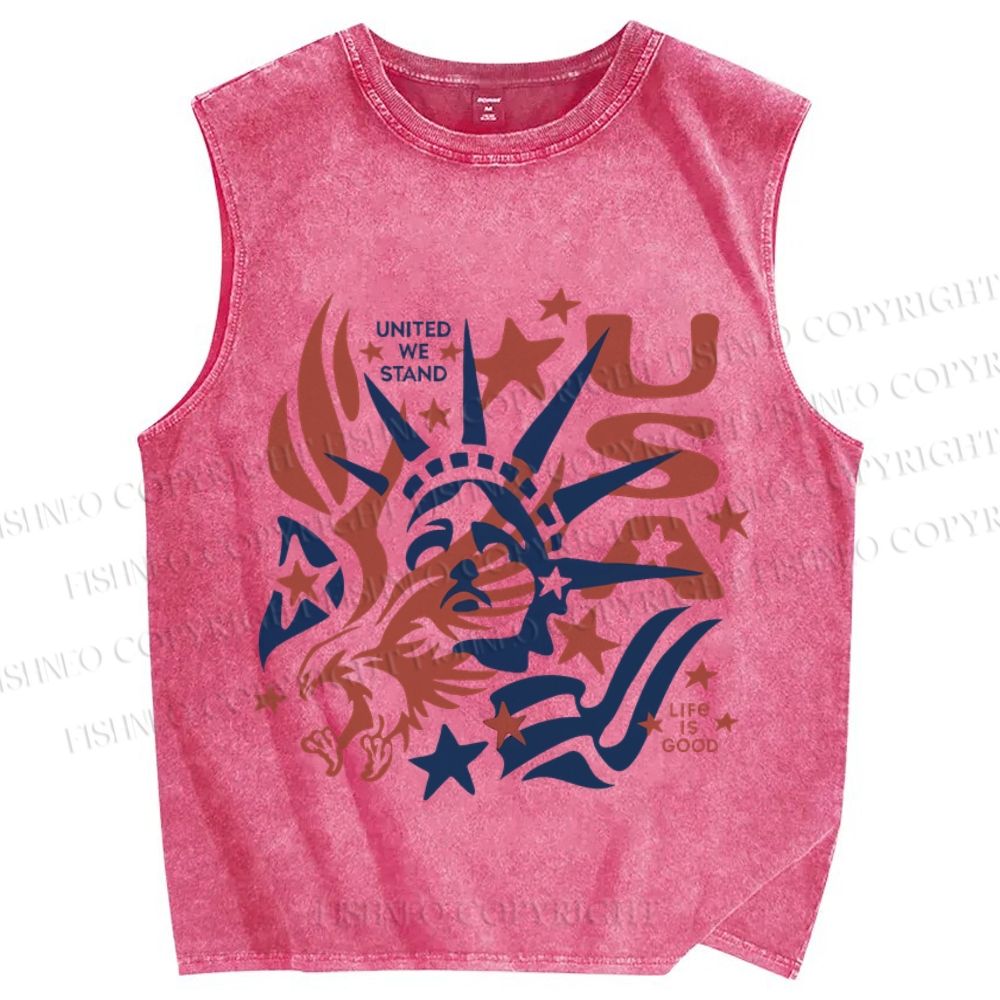 Unisex The United We Stand Independence Day Printed Washed Tank Top