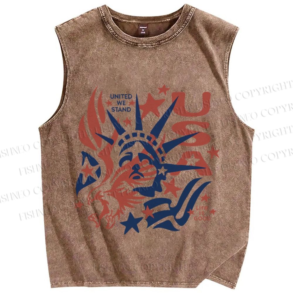 Unisex The United We Stand Independence Day Printed Washed Tank Top