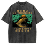 Capybara No Thoughts Head Empty Vintage Washed T-shirt