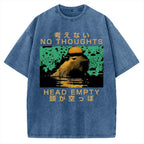 Capybara No Thoughts Head Empty Vintage Washed T-shirt