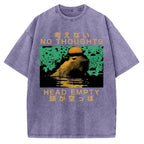 Capybara No Thoughts Head Empty Vintage Washed T-shirt